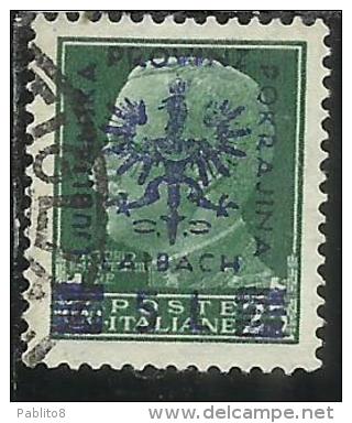 OCCUPAZIONE ITALIANA ITALY OVERPRINTED SOPRASTAMPATO ITALIA 1944 LUBIANA TEDESCA GERMAN OCCUPATION CENT. 25 USATO USED - German Occ.: Lubiana