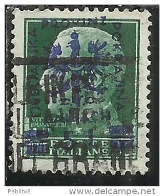 OCCUPAZIONE ITALIANA ITALY OVERPRINTED SOPRASTAMPATO ITALIA 1944 LUBIANA TEDESCA GERMAN OCCUPATION CENT. 25 USATO USED - Occup. Tedesca: Lubiana