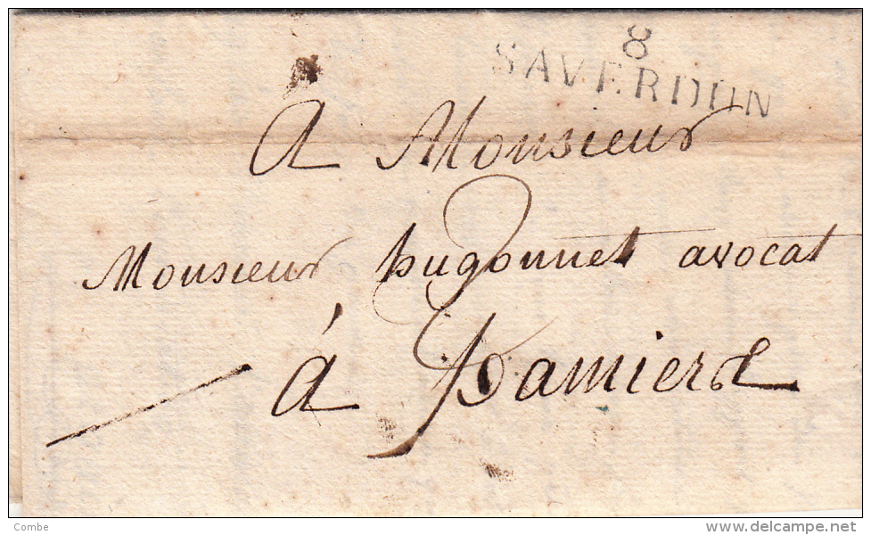 FRANCE 1825  LETTRE ÉCRITE DE ST YBARS . MP 8 / SAVERDUN TAXE PLUME 2 POUR PAMIERS/ 2804 - 1801-1848: Precursors XIX