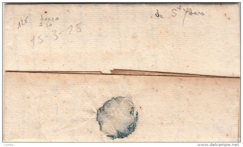 FRANCE 1825  LETTRE ÉCRITE DE ST YBARS . MP 8 / SAVERDUN TAXE PLUME 2 POUR PAMIERS/ 2804 - 1801-1848: Precursors XIX