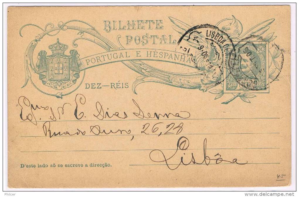 Portugal, 1905, Bilhete Postal Para Lisboa - Enteros Postales