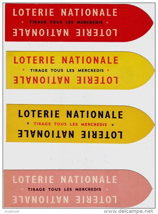 Quatre Marque Page De La  Loterie Nationale Tirage Tous Les Mercredis. - Marque-Pages