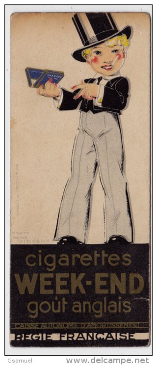 Marque Page - Illustrateur René Vincent - Cigarettes CELTIQUE Breton Biniou &ndash; Cigarettes Week-End. - Marque-Pages