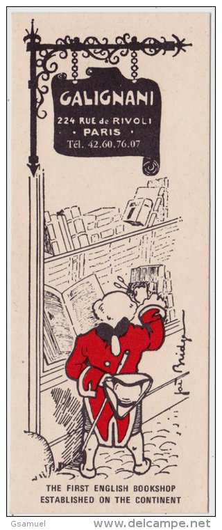 Deux Marque Page &ndash; Illustrateur Joé Bridge - Librairie Galignani 224 Rue De Rivoli Paris. - Marque-Pages