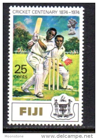 Fiji QEII 1974 Cricket 25c Value, Wmk. Sideways, MNH - Fiji (1970-...)