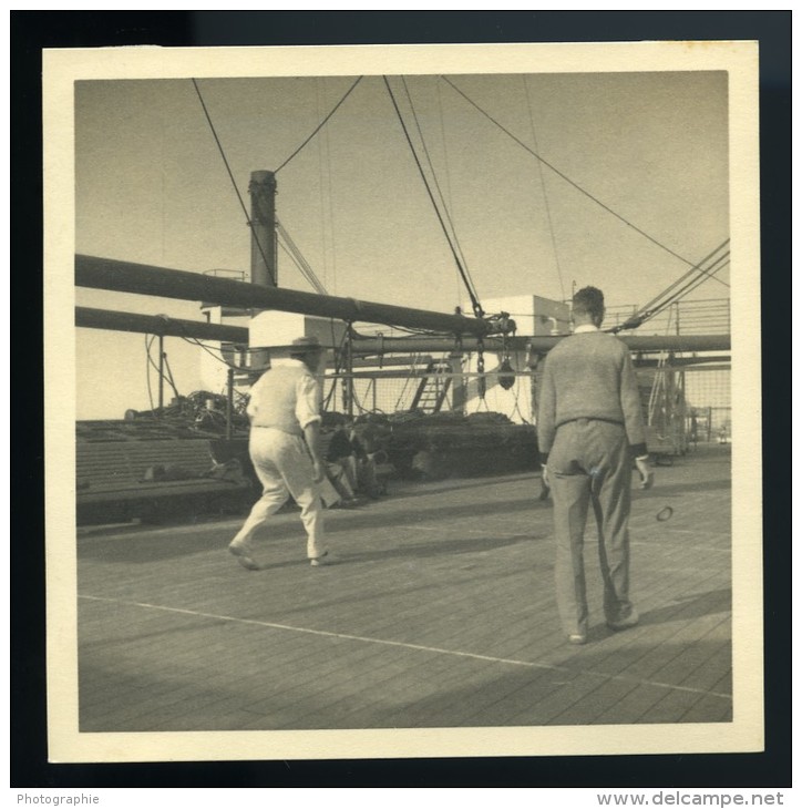 Canadian Pacific Steamship Company Empress Of Britain Volley Ball Ancienne Photo Amateur 1930's - Boats