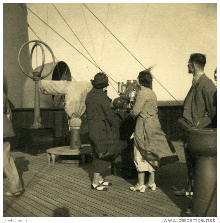 Canadian Pacific Steamship Company Empress Of Britain Passagers Ancienne Photo Amateur 1930's - Boats