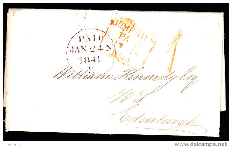 Great Britain (Scotland) Cover To Edinburgh Red Sq "DUMFRIES PAID 1841" HS And Dated CDS - ...-1840 Vorläufer