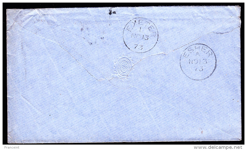 Great Britain 1p Red Perf On 1873 Cover To Escher, Various Cancels - Covers & Documents