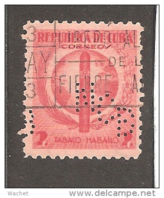 Perforadas/perfin/perfore/lochung Republica De Cuba 1937 2 Centavos Scott 357 Edifil 331 NCB - Oblitérés