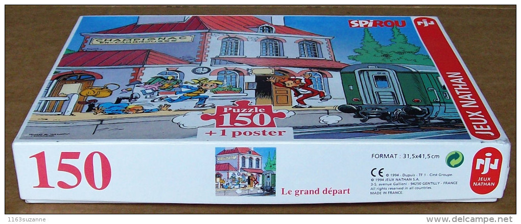 PARFAIT ETAT Et COMPLET Avec Son Poster > PUZZLE 150 Pièces, Nathan, 1994 > SPIROU : Le Grand Départ (Tome & Janry) - Puzzles