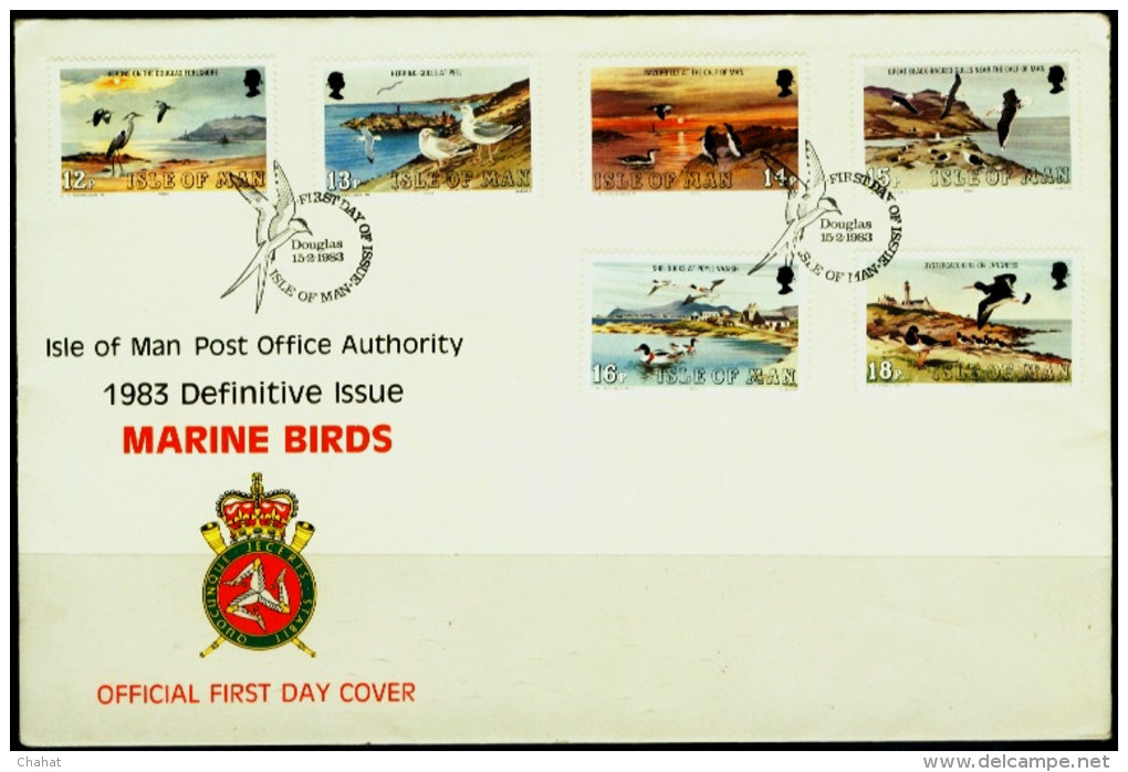 MARINE BIRDS-ISLE OF MAN-FDC-1983-SCARCE-FC-62-5 - Marine Web-footed Birds