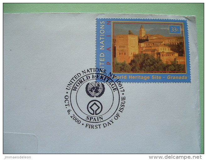 United Nations - New York 2000 FDC Cover To USA - Granada Spain UNESCO World Heritage - Brieven En Documenten
