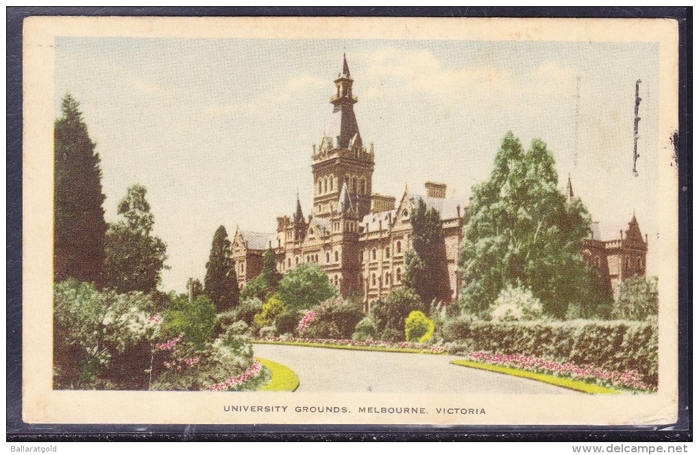 Australia 1952 University Grounds. Melbourne Postcard - Used - Melbourne