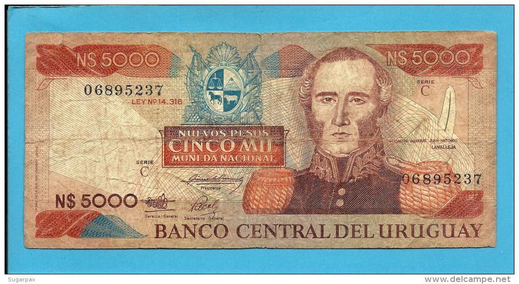 URUGUAY - 5 000 - 5000 Nuevos Pesos - ND 1983 - Pick 65 - Serie C - General Juan Antonio Lavalleja - 2 Scans - Uruguay