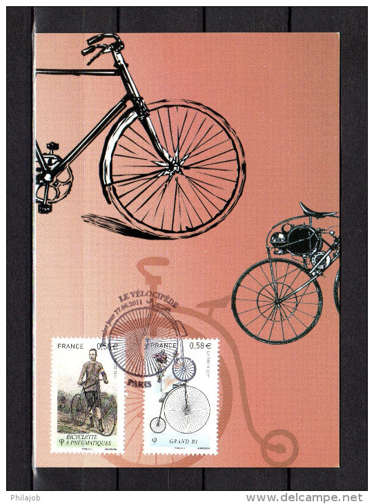 FRANCE 2011 : 3 Cartes Maximum" LE VELOCIPEDE ". N° YT 4550 à 4555 . Parfait état. CM - Radsport