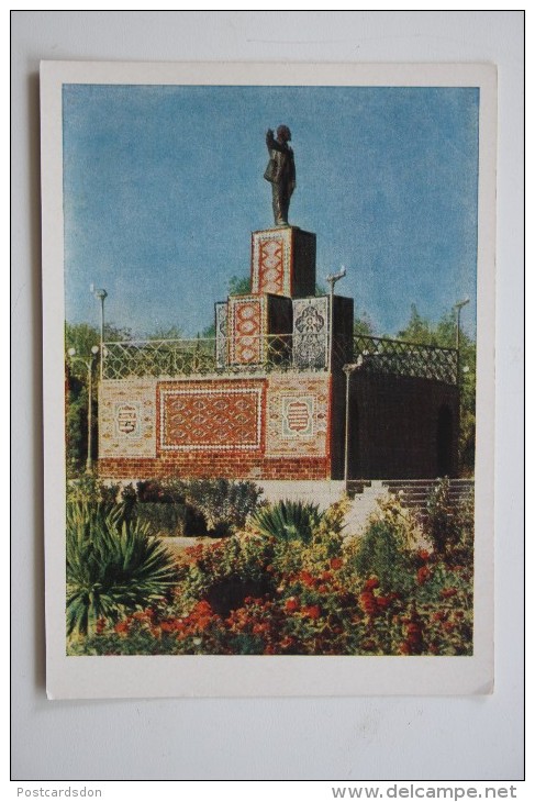 Russian Asia. Ashgabat / Ashkhabad. Lenin Monument. OLD Soviet PC. 1962 - Turkménistan