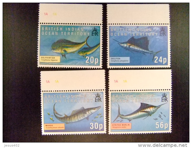 BRITISH INDIAN OCEAN TERRITORY YVERT Nº 169 / 172 **MNH FISH - Territorio Britannico Dell'Oceano Indiano