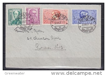 Switzerland 1937 Pro Juventute 4v On Cover From Lausanne To London Ca 30 XII 37 (22834) - Lettres & Documents
