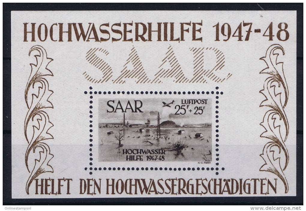 Saar Sarre Block 2 MNH/** 1948 Hochwasserhilfe - Unused Stamps