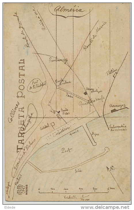 600 Almeria El Malecon Hauser Y Menet Mapa De Almeria Dibujada En El Otro Lado Carte Map - Almería