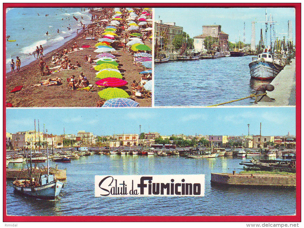 Italia Italy Postcard Fiumicino Saluti Da Fiumicino Ships Boats Circulated - Fiumicino