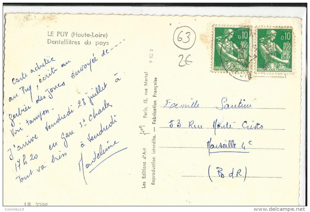 43 LE PUY CPSM DENTELLIERES DU PAYS 1951 - Le Puy En Velay