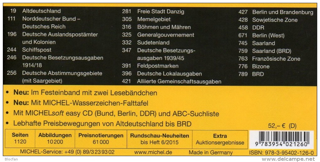 All Stamps Germany With DVD MICHEL 2015/2016 New 52€ D AD Baden Bayern DR 3.Reich Danzig Saar SBZ DDR Berlin AM-Post BRD - Holandés