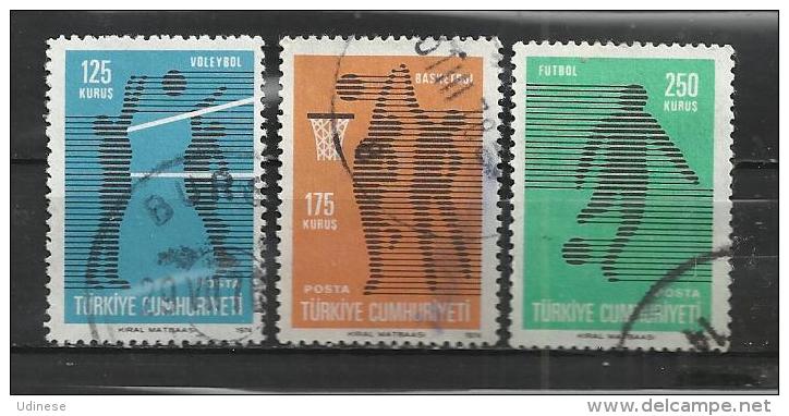 TURKEY 1974 - VOLLEYBALL - CPL. SET - USED OBLITERE GESTEMPELT USADO - Pallavolo