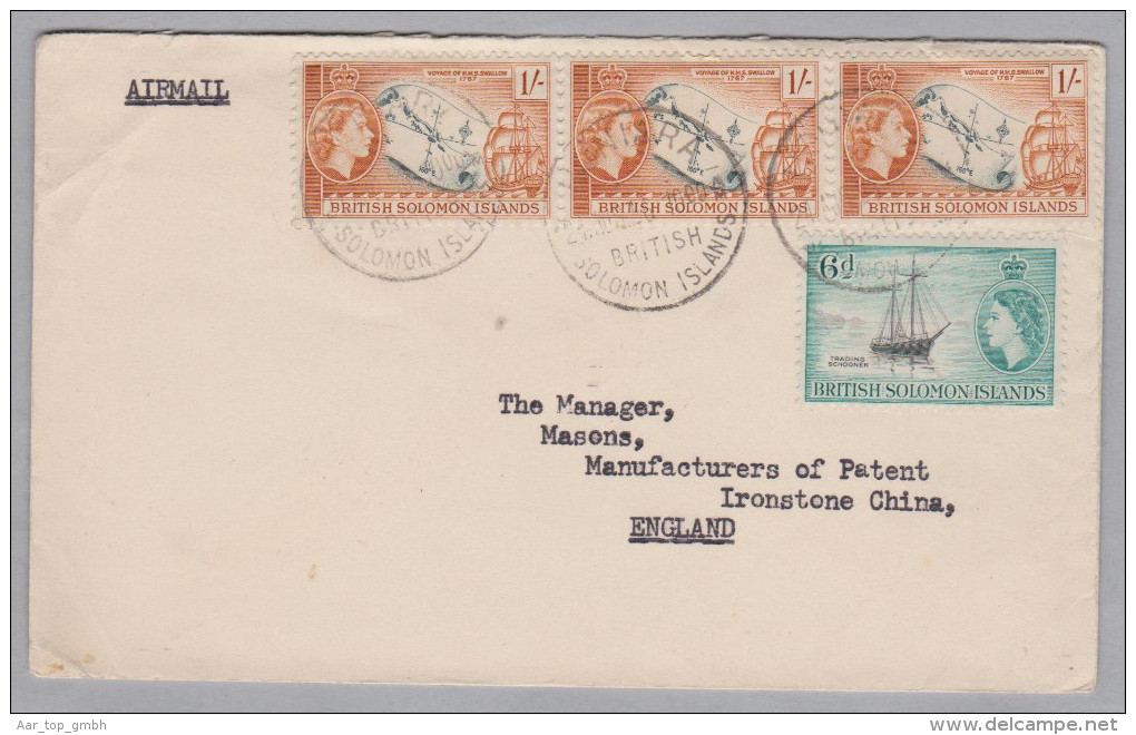 Britisch Salomon Islands 19??-08-24 Honiara Brief Nach England - Salomonseilanden (...-1978)