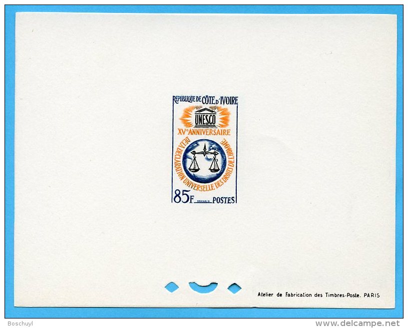 Ivory Coast, 1963, UN Human Rights Declaration, MNH Imperf Deluxe Sheet, Michel 258 - Ivoorkust (1960-...)