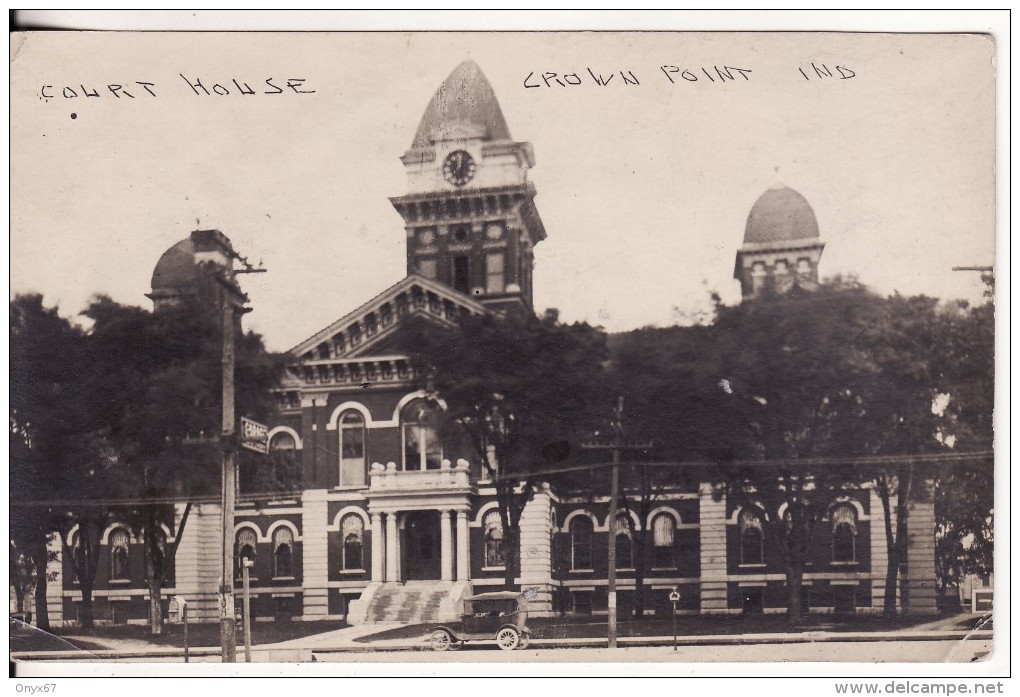 Carte Postale Photo CROWN POINT (Etats-Unis-Indiana) Court House-AUTOMOBILE-VOITURE- VOIR 2 SCANS - - Other & Unclassified