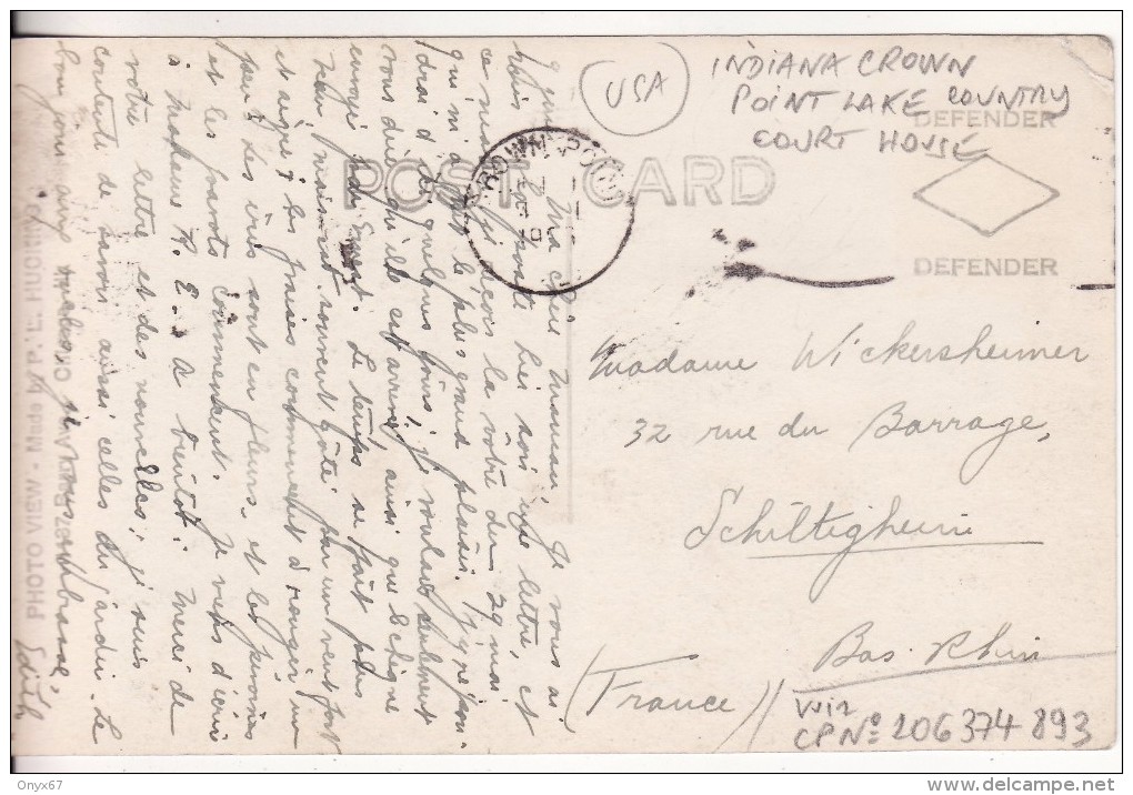 Carte Postale Photo CROWN POINT (Etats-Unis-Indiana) Court House-AUTOMOBILE-VOITURE- VOIR 2 SCANS - - Other & Unclassified