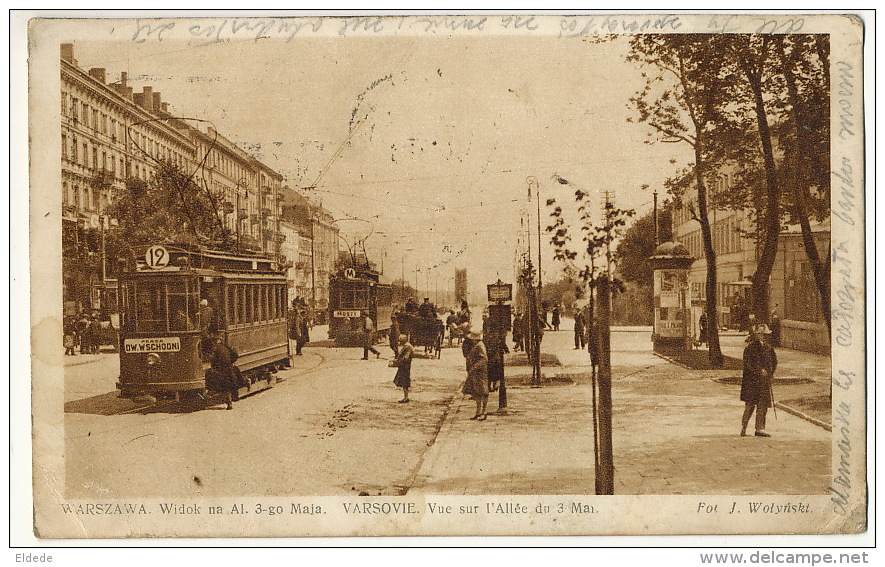 Warszawa Varsovie Widok Na Al 3-go Maja Tramway Tram Fot J. Wolynski WWI To Poznan - Pologne