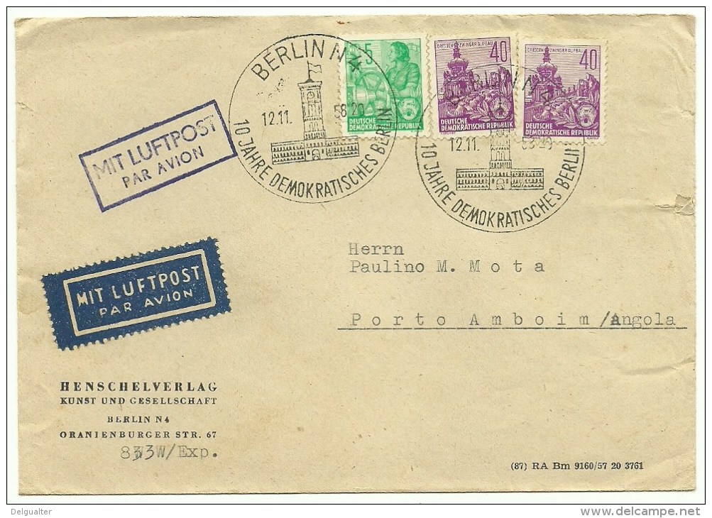 Cover Germany Angola 1958 (2 Scans) - Briefe U. Dokumente