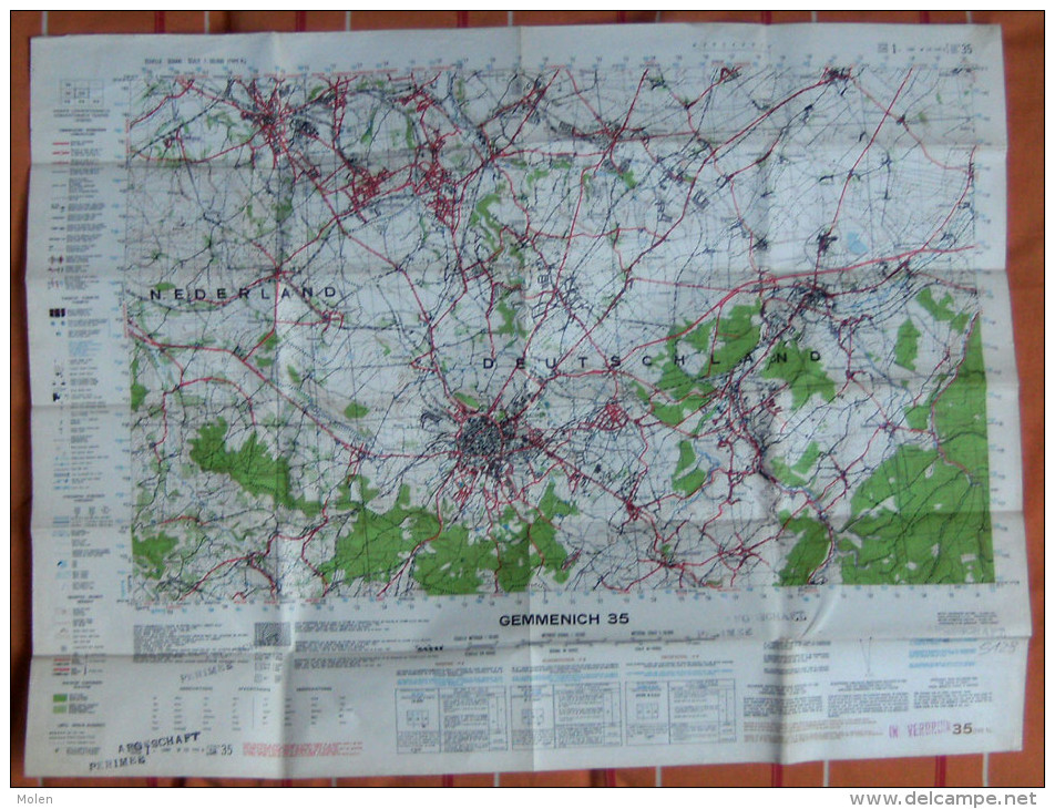 STAFKAART GEMMENICH 1954 Omg AACHEN HEERLEN STOLBERG ESCHWEILER ALSDORF KERKRADE-HOLZ WURSELEN SCHAESBERG EILENDORF S128 - Topographische Karten