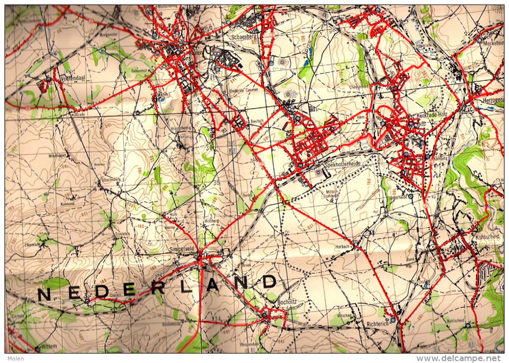 STAFKAART GEMMENICH 1954 Omg AACHEN HEERLEN STOLBERG ESCHWEILER ALSDORF KERKRADE-HOLZ WURSELEN SCHAESBERG EILENDORF S128 - Cartes Topographiques