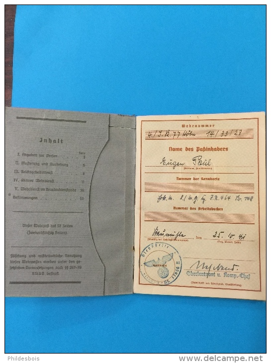 LIVRET MILITAIRE ALLEMAND WEHRPASS WW2 - Documents