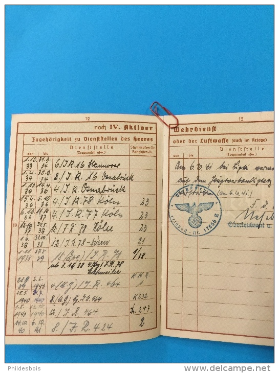 LIVRET MILITAIRE ALLEMAND WEHRPASS WW2 - Documents