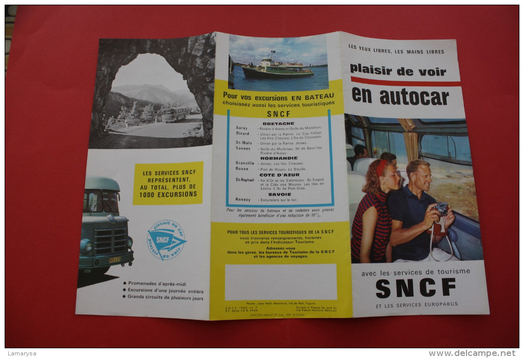 VINTAGE 1965 DEPLIANT TOURISTIQUE PROGRAMME SERVICE SNCF EUROPCAR  EXCURSIONS SNCF AUTOCARS DE TOURISME - Cuadernillos Turísticos