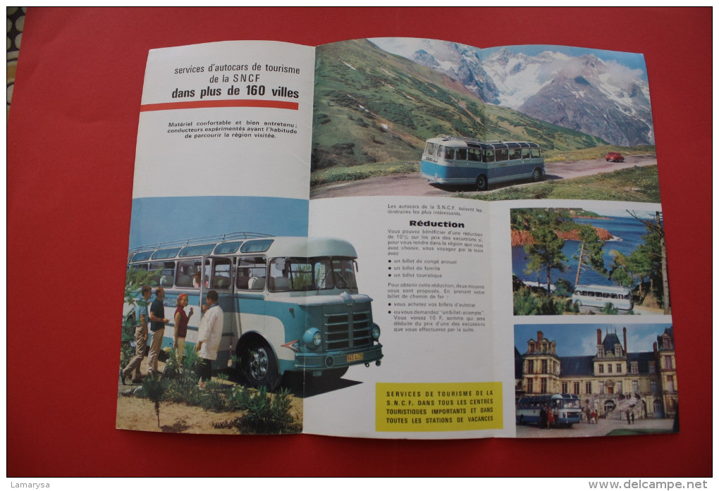 VINTAGE 1965 DEPLIANT TOURISTIQUE PROGRAMME SERVICE SNCF EUROPCAR  EXCURSIONS SNCF AUTOCARS DE TOURISME - Cuadernillos Turísticos