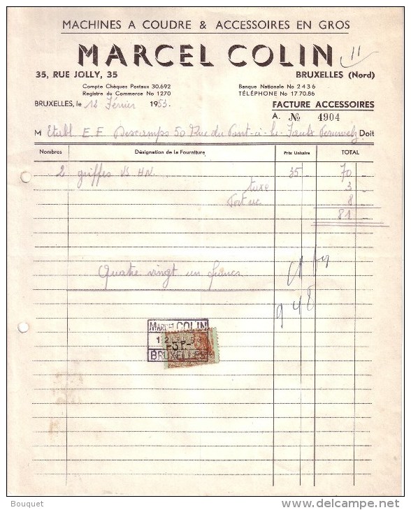 BELGIQUE - BRUXELLES - MACHINE A COUDRE & ACCESSOIRES - MARCEL COLIN - 1952 - 1950 - ...