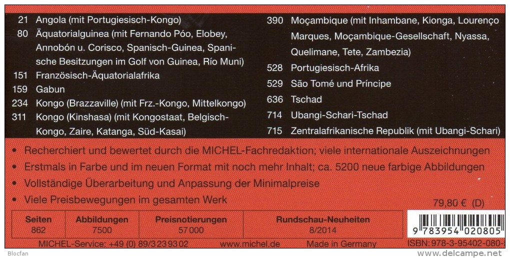 Süd-Afrika MICHEL Band 6/1 Katalog 2014 Neu 80€ Central-Africa Angola Äquat.Guinea Gabun Kongo Tome Tschad Zentralafrika - Philatélie