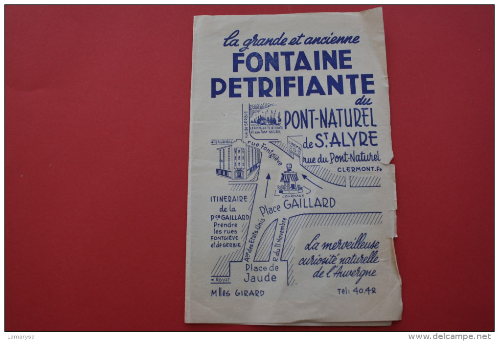 VINTAGE1955 GRANDE FONTAINE PETRIFIANTE GROTTE DU PEROU DE SAINT-ALYRE  DEPLIANT TOURISTIQUE GUIDE PROGRAMME  TOURISME - Cuadernillos Turísticos