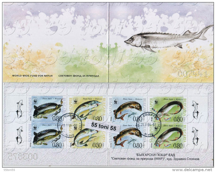 BG-2004-u18    Bulgaria / Bulgarie  2004  WWF - FISH ( Hausen ) Booklet - Used /oblitere (O) II- On The Rear Side Below - Used Stamps