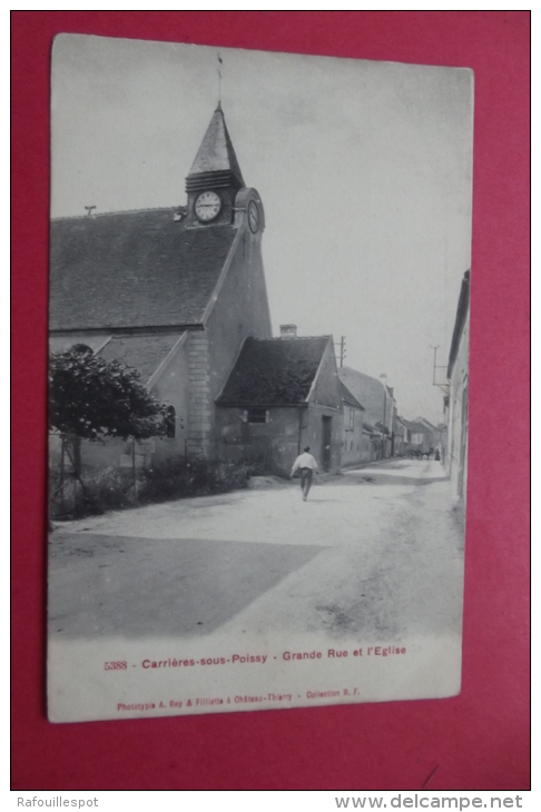 Cp Carrieres Sous Poissy Grande Rue Et L'eglise - Carrieres Sous Poissy