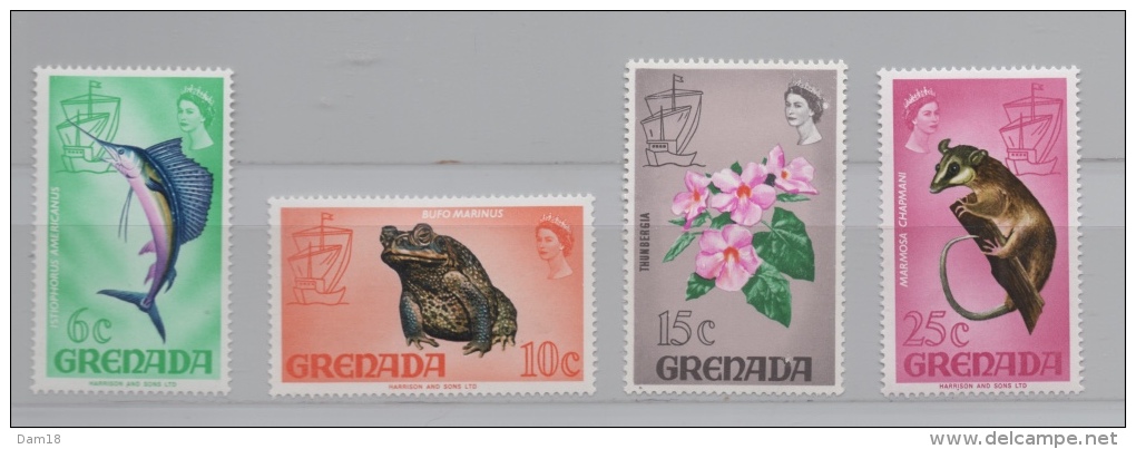 GRENADE N° 286 288 290A 291 * (YT) POISSON CRAPAUD FLEURS MARMOTTE - Grenada (...-1974)