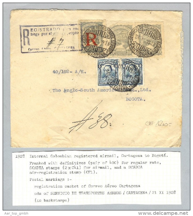Kolumbien 1928-11-26 Scadta-R-Brief Nach Bogota - Colombie