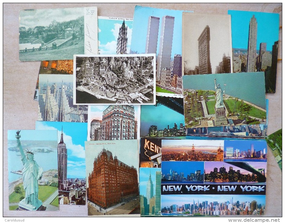 CPA LOT + 20X New York + Carnet 14 Official Views World's Fair 1964-1965 Manhattan Brooklyn Bridge Building VOIR TIMBRES - Colecciones & Lotes