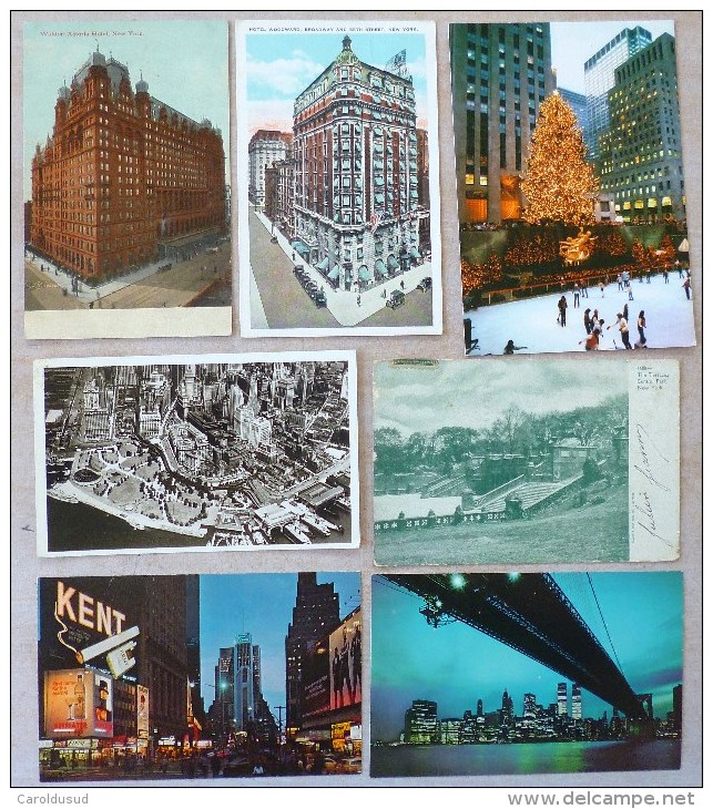 CPA LOT + 20X New York + Carnet 14 Official Views World's Fair 1964-1965 Manhattan Brooklyn Bridge Building VOIR TIMBRES - Collections & Lots